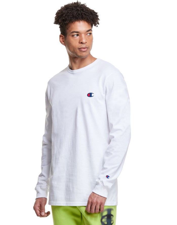 Champion Heritage Long-Sleeve Embroidered C Logo T-Shirt Heren - Wit - Belgie 8573ANRYP